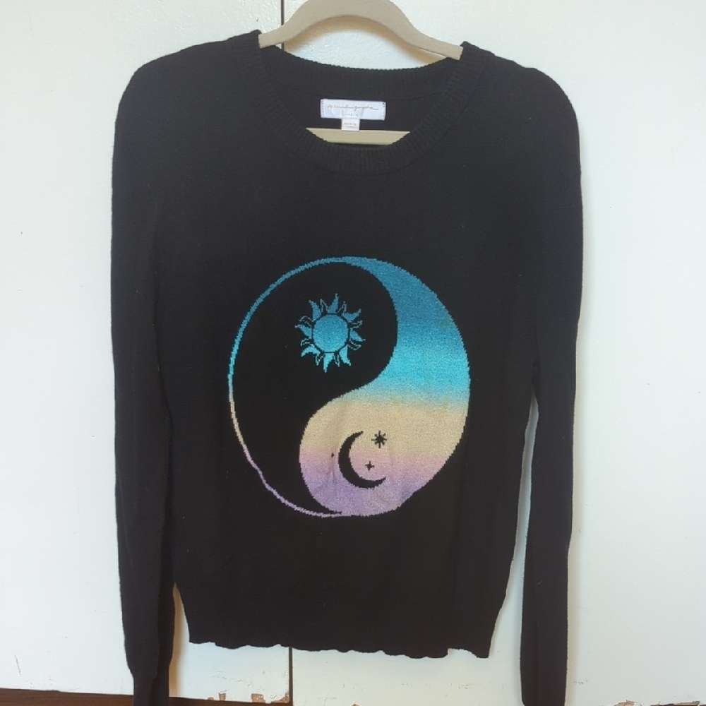 Black Yin Yang Sweater with Colorful Design